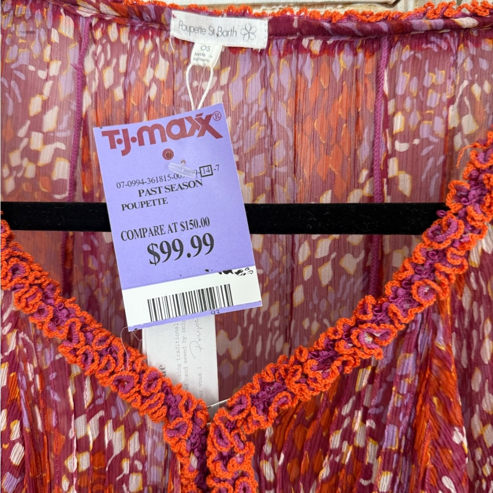 Poupette St Barth, silk mini kaftan. Size Small. NWT - Picture 6 of 7